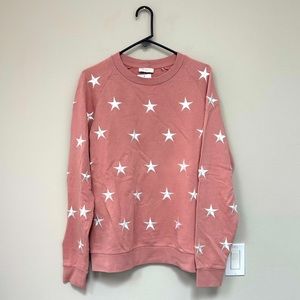 Sandro Paris Pink & White Stars Sweatshirt Size Small